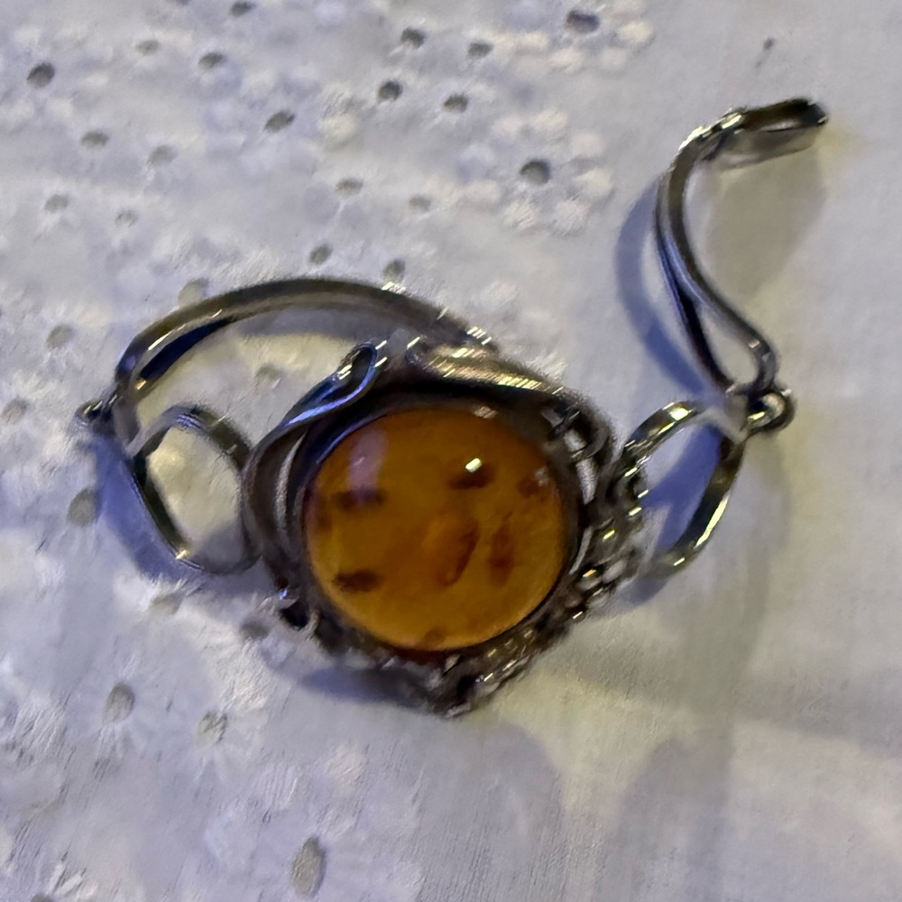 Elegant Silver and Amber Bracelet
